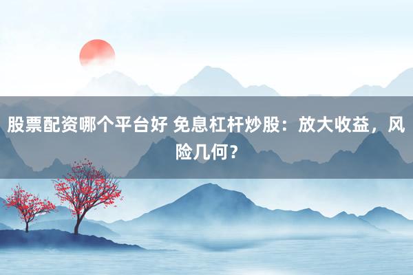 股票配资哪个平台好 免息杠杆炒股：放大收益，风险几何？